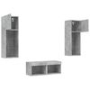 vidaXL 4 Piece TV Wall Stands with LED Lights Concrete Gray