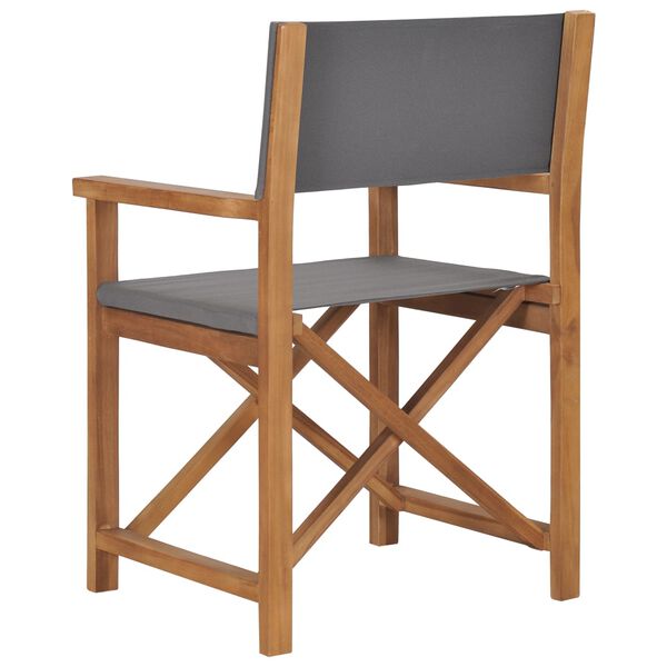 vidaXL Director's Chair Grey Fine sanded teak hardwood, fabric Medium