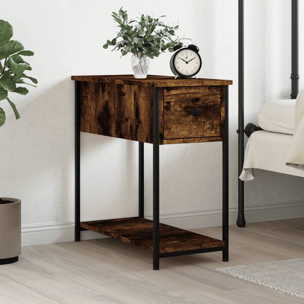 vidaXL Bedside Cabinet Smoked Oak Engineered wood 11.8x23.6x23.6 in