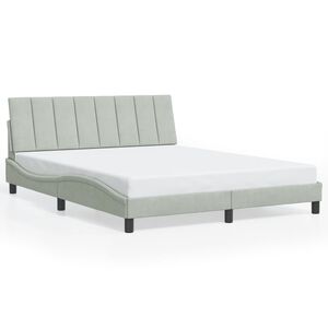 vidaXL Bed Frame without Mattress "Hanko" Light Gray 59.8"x79.9" Velvet