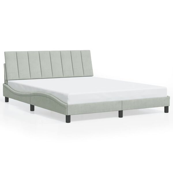 vidaXL Bed Frame without Mattress "Hanko" Light Gray 59.8"x79.9" Velvet