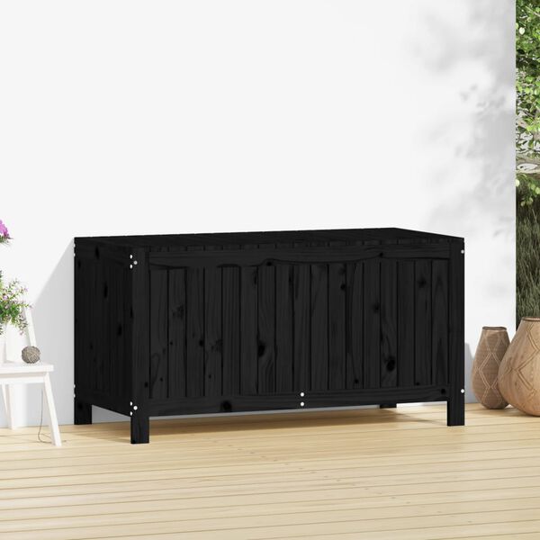 vidaXL Garden Storage Box Black Solid pine wood Medium
