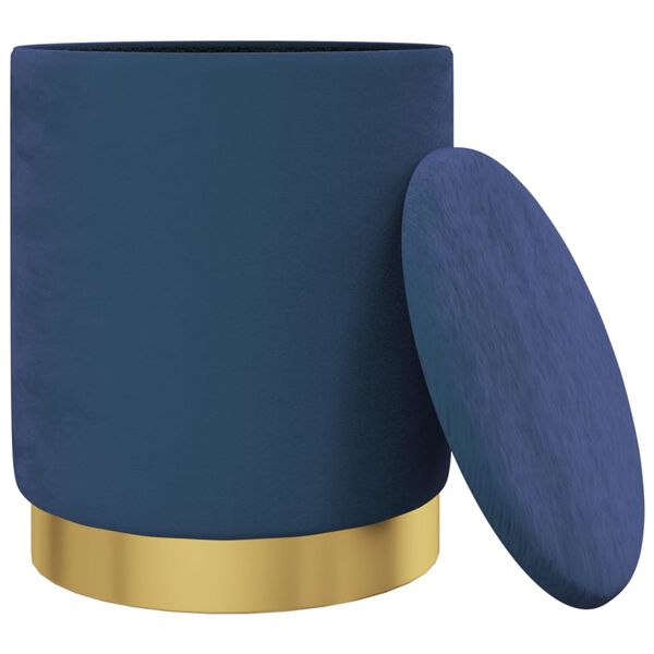 vidaXL Round Storage Hocker Blue Velvet 12.2" x 14.6"