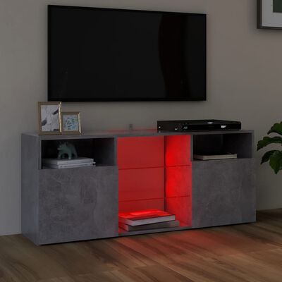 vidaXL TV Cabinet with LED Lights Concrete Gray 47.2"x11.8"x19.7"