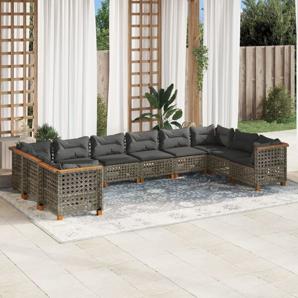 vidaXL Garden Sofa Set Grey PE rattan Large Modular Garden Sofa Set