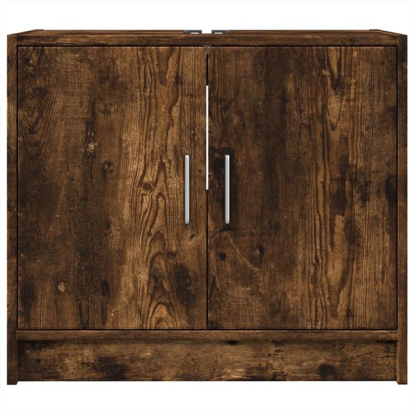 vidaXL Sink Cabinet Smoked Oak Engineered wood 24.8x11.4x21.7 in Modern