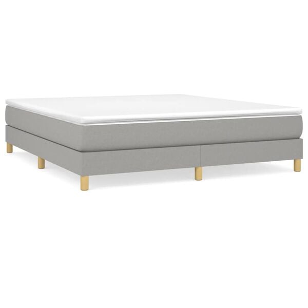 vidaXL Bed Frame Light Gray Polyester Fabric, Plywood, Engineered Wood