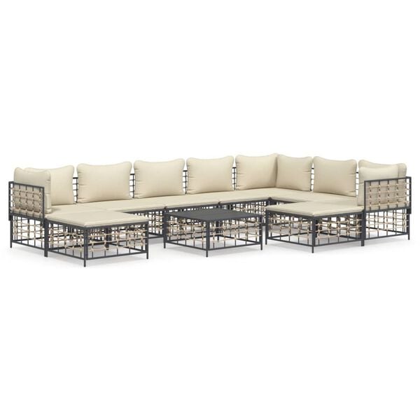 vidaXL Garden Lounge Set Set of 10 Anthracite