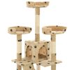vidaXL Cat Tree Beige with paw prints Particle board Extra Tall Cat Tree