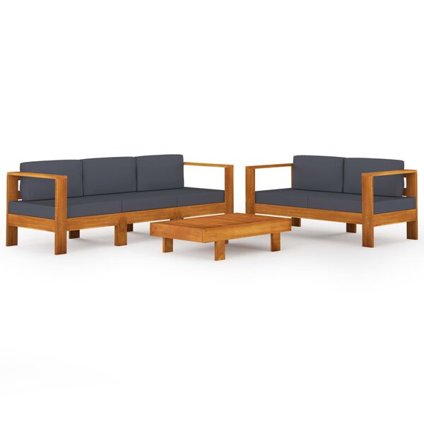 vidaXL Wooden Lounge Set Dark grey Solid acacia wood Large Durable