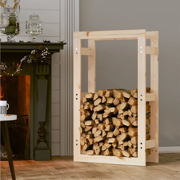  vidaXL Firewood Rack 23.6x9.8x39.4" Solid Wood Pine