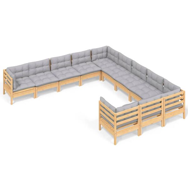 vidaXL Garden Lounge Set Grey, Natural Wood
