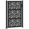 vidaXL Garden Gate Black 39.4x59.1" Steel Leaf Design