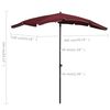 vidaXL Garden Parasol Bordeaux Red Steel, Polyester Large Tiltable