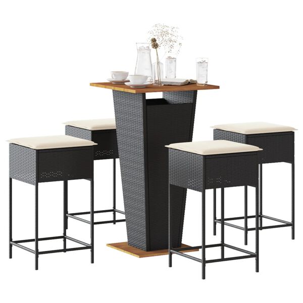 vidaXL Garden Bar Set Black and Cream White
