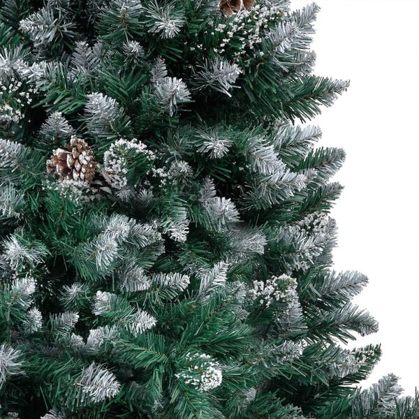 vidaXL Christmas Tree Green and white PVC, steel, plastic 83 in