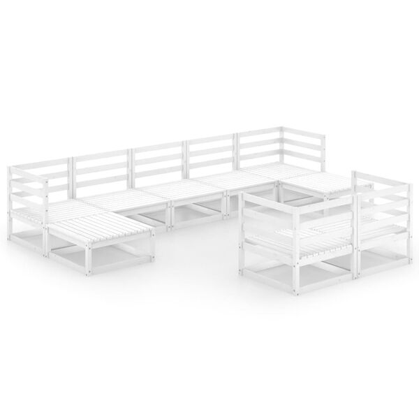 vidaXL Garden Lounge Set White Solid Pine Wood Large Modular
