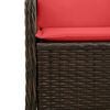 vidaXL Reclining Patio Bench Brown PE rattan 2-seater Removable Covers