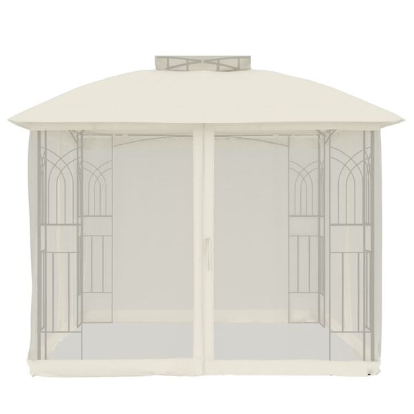 vidaXL Gazebo with Double Roof&Mesh Walls Cream 9.6'x9.6' Steel