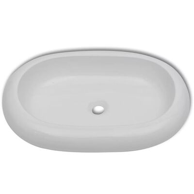 vidaXL Luxury Ceramic Basin Oval-shaped White 24.8"x16.5"