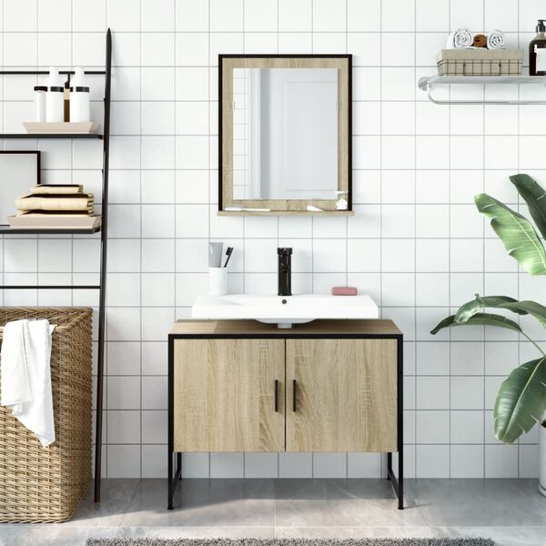 vidaXL Bathroom Cabinet Set Sonoma Oak Engineered Wood