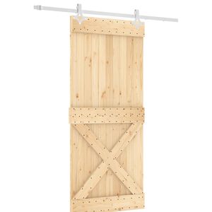 vidaXL Sliding Door with Hardware Set 35.4x82.7" Solid Wood Pine