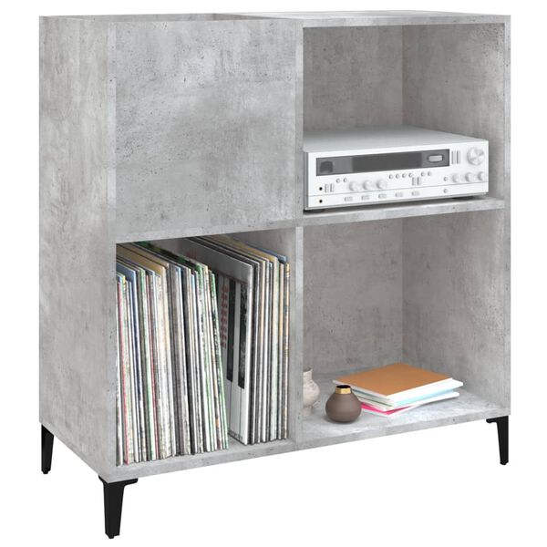 vidaXL Record Cabinet Concrete Grey Engineered Wood, Metal Medium