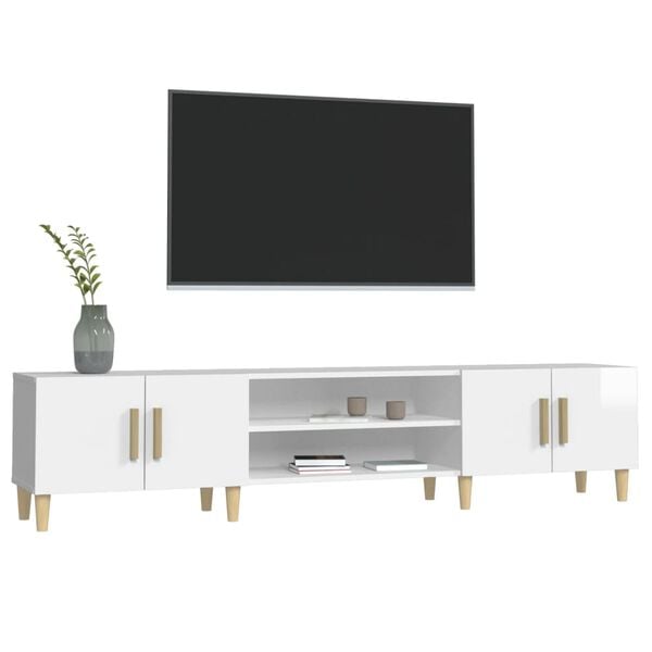 vidaXL TV Cabinet High Gloss White Engineered wood, eucalyptus wood