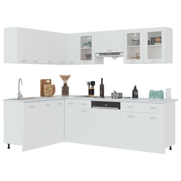 vidaXL Kitchen Cabinet Set White Engineered wood, glass