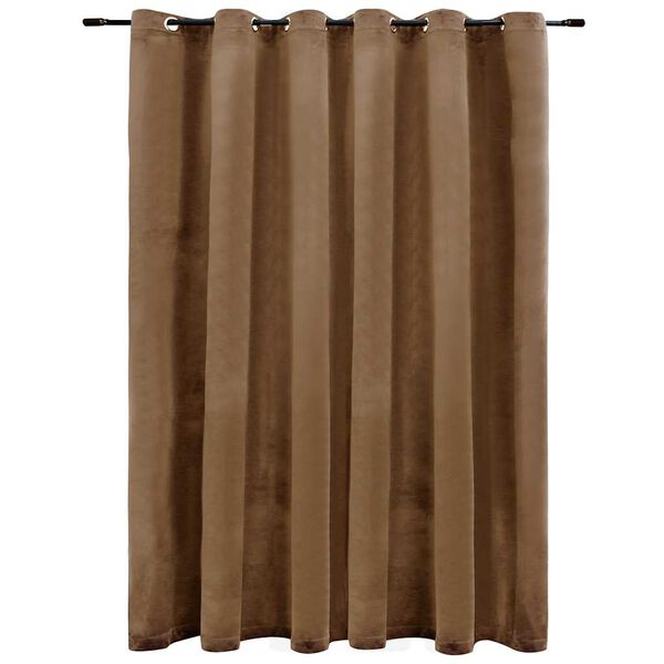 vidaXL Blackout Curtain with Metal Rings Velvet Beige 114.2x96.5"