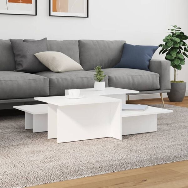 vidaXL Coffee Table Set of 2 White Engineered wood Standard