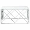 vidaXL Coffee Table Silver Stainless Steel, Tempered Glass