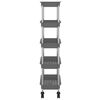 vidaXL 5-Tier Kitchen Trolley Gray 16.5"x11.4"x50.4" Iron and ABS