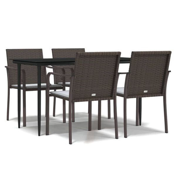 vidaXL Garden Dining Set Brown, Black, Cream White