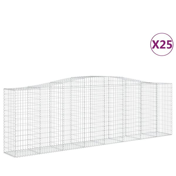 vidaXL Gabion Basket Set of 25 Silver Galvanized Iron Large Durable