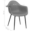 vidaXL Dining Chair Set of 2 Grey Polypropylene, Powder-Coated Metal