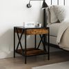 vidaXL Bedside Table Smoked oak Engineered wood, glass and steel