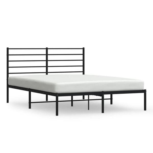 vidaXL Bed Frame Black Powder-Coated Steel Small Double Bed Frame