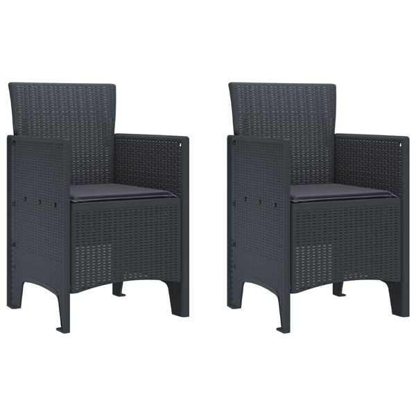 vidaXL Garden Chair 2 pcs Anthracite 20.87 x 19.29 x 33.46 in
