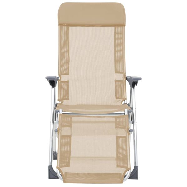 vidaXL Folding Camping Chairs 2 pcs with Footrest Cream Aluminum