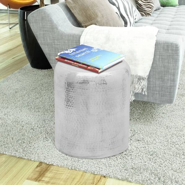vidaXL Side Table Silver Aluminum Medium Durable
