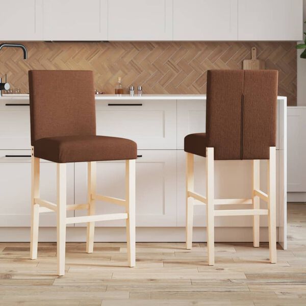 vidaXL Bar Chair Brown Solid rubber wood, fabric (100% polyester), foam