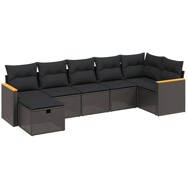 vidaXL Garden Sofa Set Grey Poly rattan, powder-coated steel, polyester