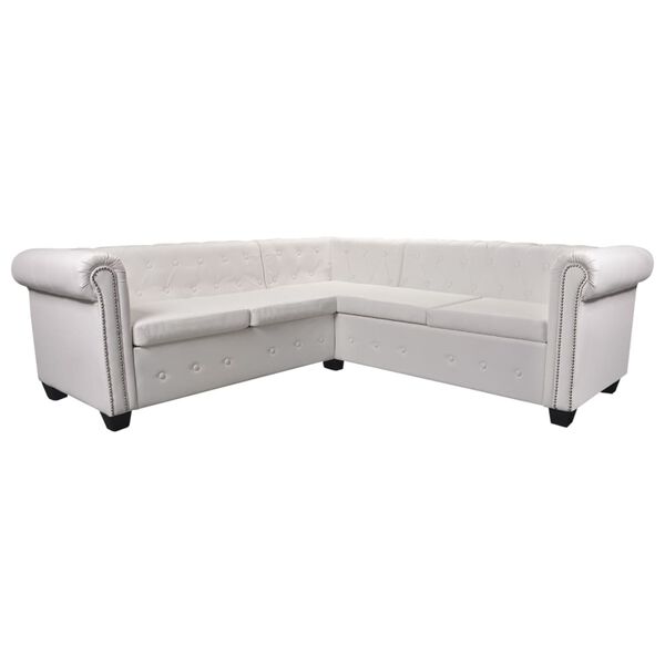 vidaXL Sofa White Faux Leather Large Seats Many Chesterfield Sofa
