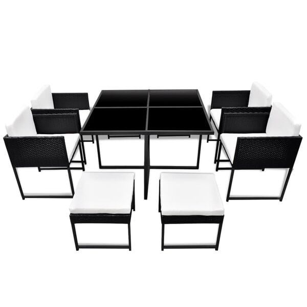 vidaXL Outdoor Dining Set Black Powder-coated steel frame 8-seater