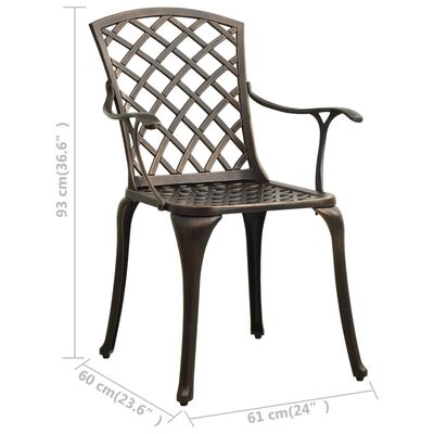 vidaXL 3 Piece Bistro Set Cast Aluminum Bronze