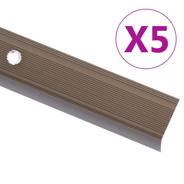 vidaXL Stair Nosings in L-shape 5 pcs Aluminium 35.4 " Brown