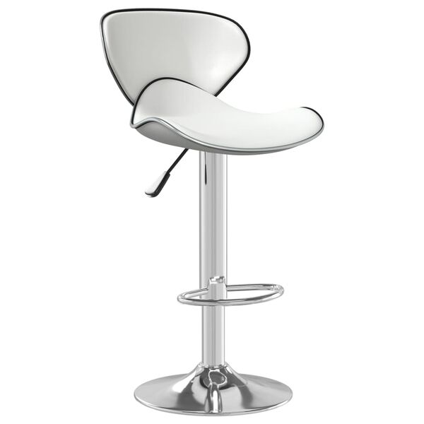 vidaXL Bar Stool White Faux leather, Chromed steel Medium Bar Stool