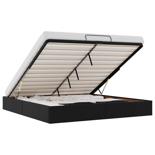 vidaXL Ottoman Bed Frame Black Faux leather, Metal, Plywood, Engineered wood