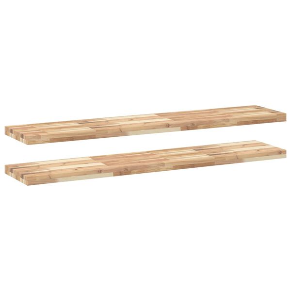 vidaXL Floating Shelf Set of 2 Natural wood Untreated Solid Acacia Wood